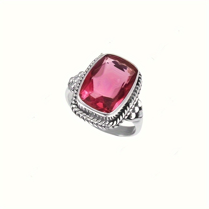 Retro CZ Rectangular Ring for Women